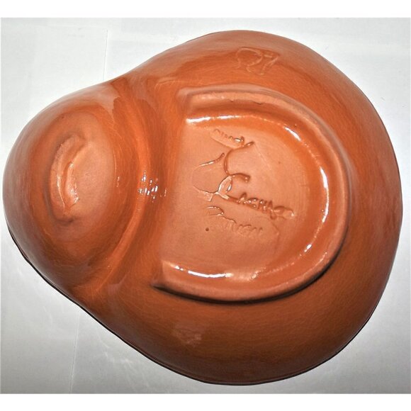 Handpainted Terracotta Olive Dish Portugal Cachaco Vintage Signed - Picture 2 of 3